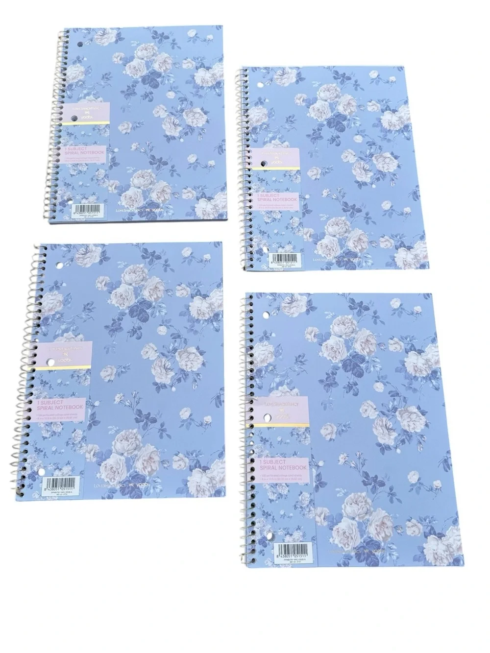 Loveshackfancy blue Floral notebooks set of 4 Everblooming Rosettes Whisper Blue